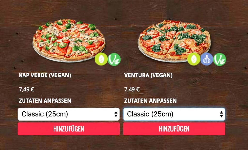 Domino´s vegane Pizzen
